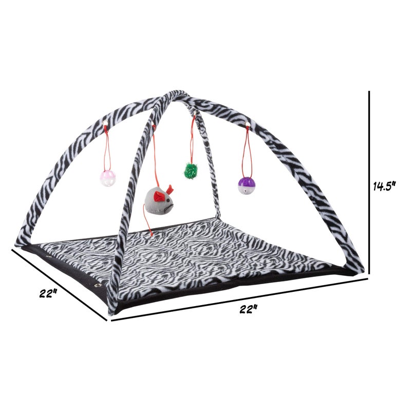 PETMAKER Cat Activity Center- Interactive Play Area Station for Cats, Kittens with Fleece Mat, Hanging Toys, Foldable Design for Exercise, Napping - Image 2